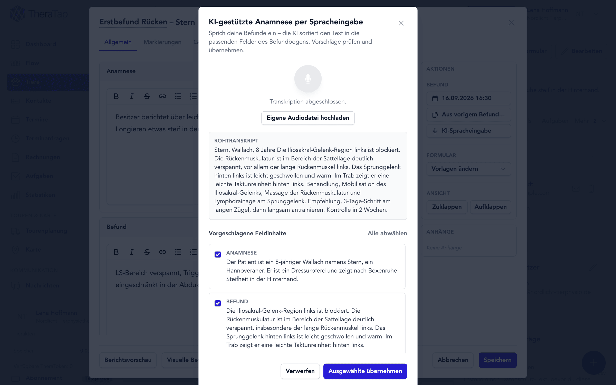 Alle AI-functies van TheraTap in één overzicht